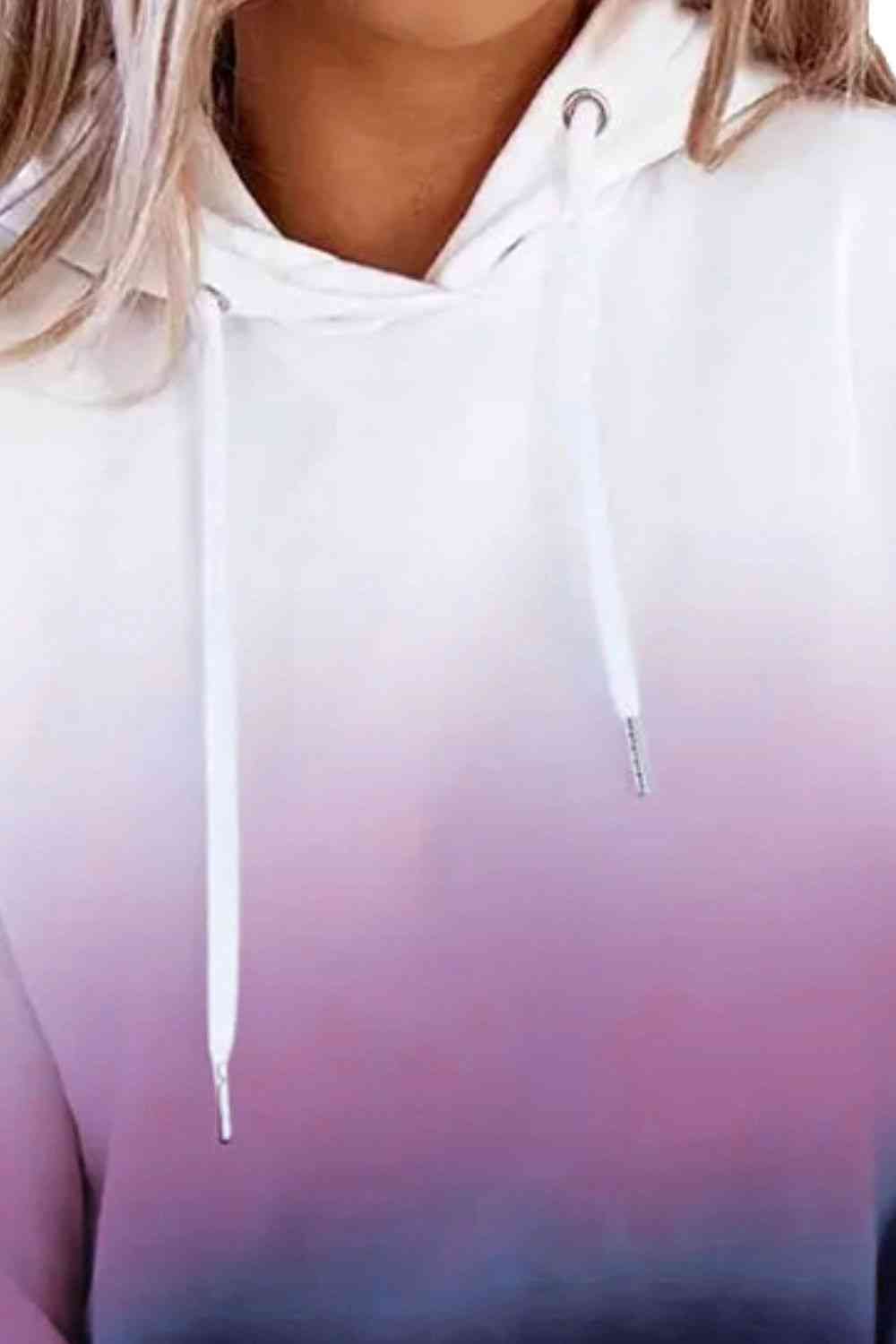 Gradient Drawstring Long Sleeve Hoodie