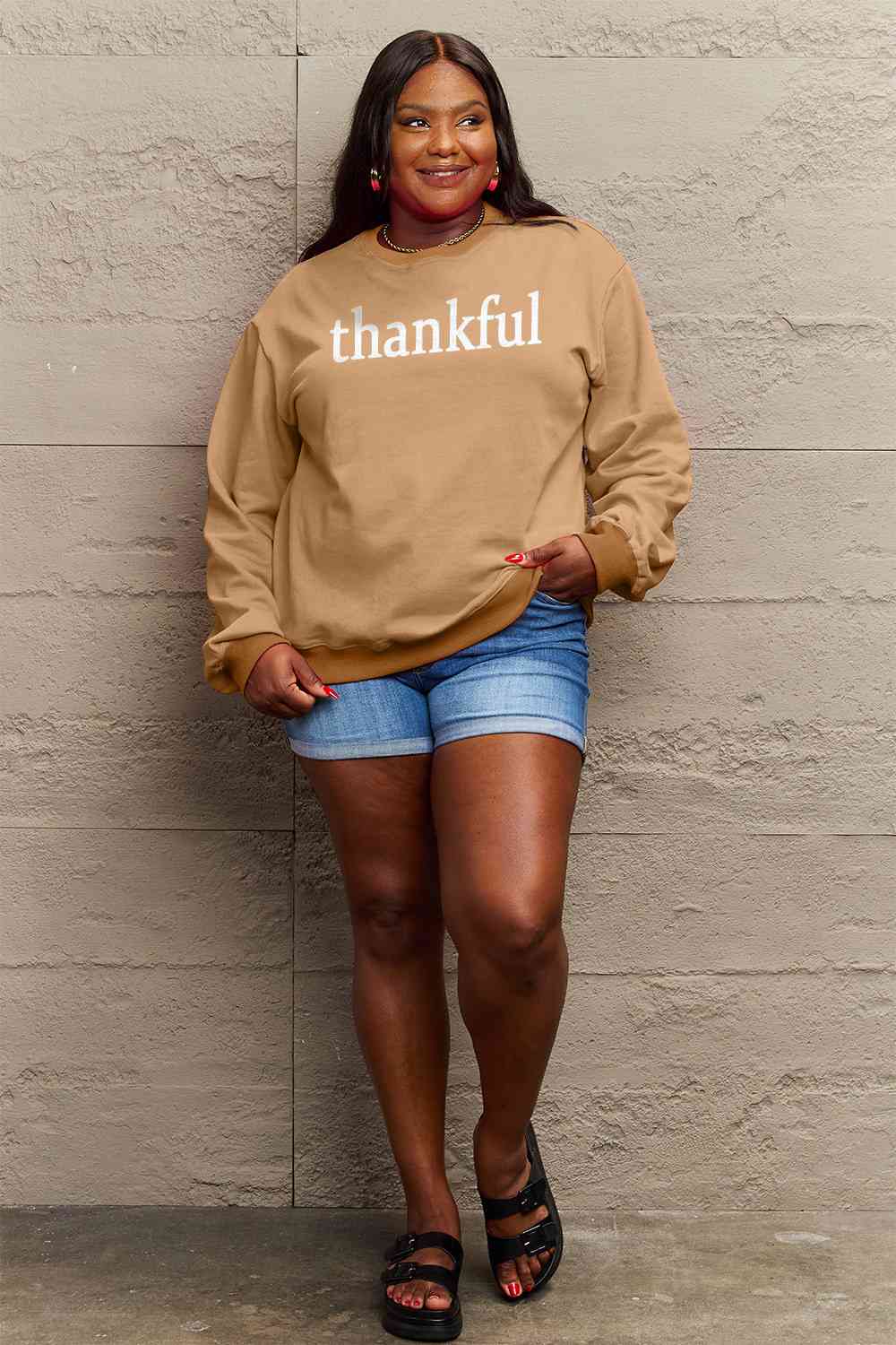 Simply Love Full Size THANKFUL Graphic Sweatshirt