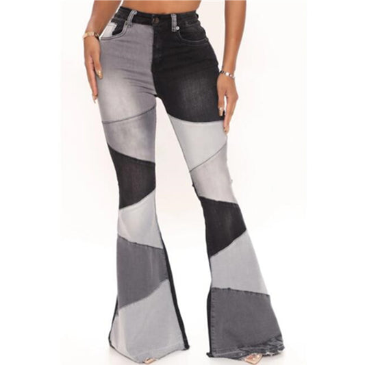 Color block flare patch Jeans